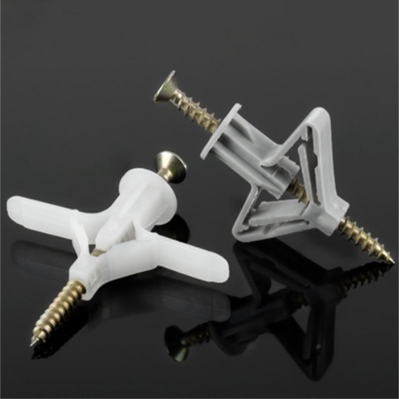 50/100pcs Plastic Toggle Anchor With Screw M4 Curtain Drywall Wall Cable Plug Aircraft Expansion Pipe Anchor Bolt Accessories