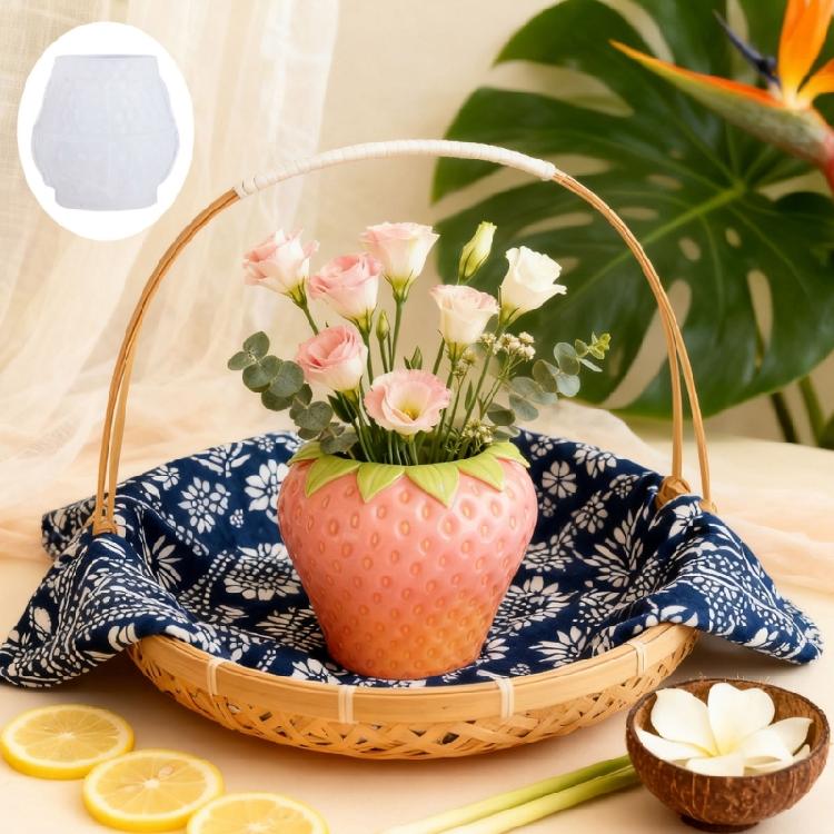 Planter Molding Tool Heat Resistant Silicone Mould for Making Strawberry Shaped Plant Container Flower Pots Mold