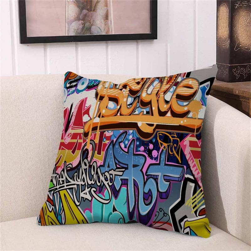 Graffiti Street Art Throw Pillow Cover Cushion Case Modern Square Accent Decor Pillowcase for Home Hipster Urban Decor 45x45cm