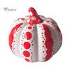 Rot-Weiß gepunktete Kürbisse Keramische Kürbisskulptur, Moderne Figur, Bauernhaus Sammlerstück Handwerk Geschenke Tischdekoration für Herbst, Halloween,