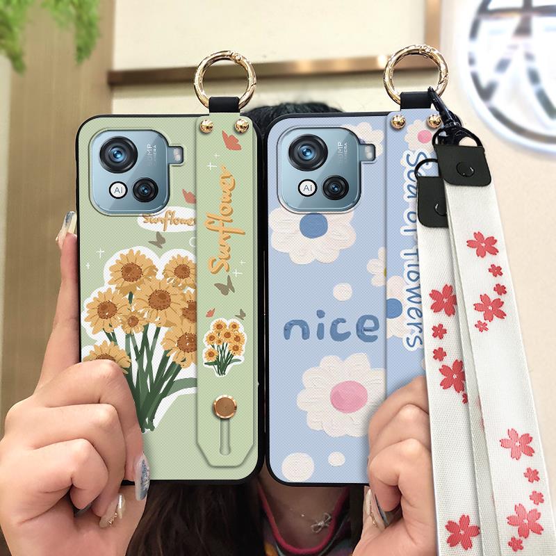 Soft case Wrist Strap Phone Case For Blackview Oscal C80 Shockproof Anti-dust Oil Painting Wristband Durable Kickstand