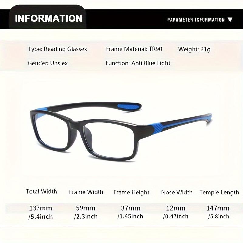 3 Pairs of Unisex Sports Reading Glasses Rectangular Frame Anti Blue Light Comfortable Reading Glasses for Elderly People