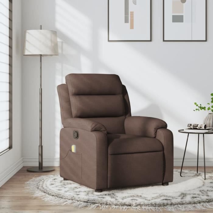 Fauteuil de massage inclinable - VIDAXL - Marron foncé - Tissu - 1 place - Relaxation