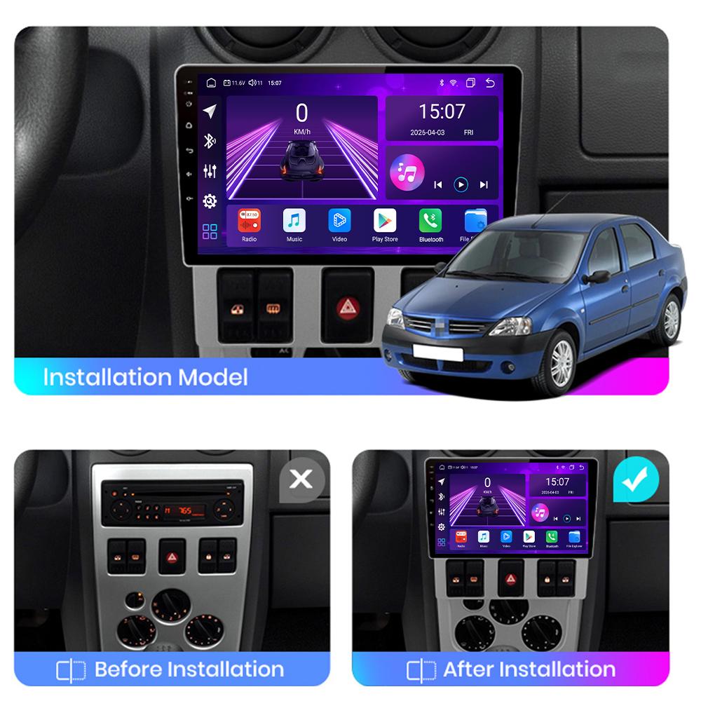 Android Car-Play Car Radio For Renault Logan I 2004-2009 Multimedia Player Head Unit Stereo GPS Navigation BT WIFI,8 CORE ,2+32GB