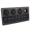 8 Gang Rocker Switch Panel 12 to 24V 2 Blue LEDs with DIY Sticker 5 Pin Waterproof for Cars RVs Yachts Ships