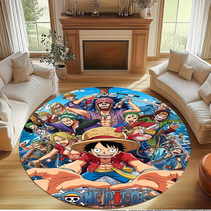 One Piece Druck Runder Teppich, Waschbarer Bodenläufer, Für Eingangsbereich Studentenwohnheim Waschküche Büro Arbeitszimmer, Heimdekoration Geburtstag Weihnachtsgeschenk