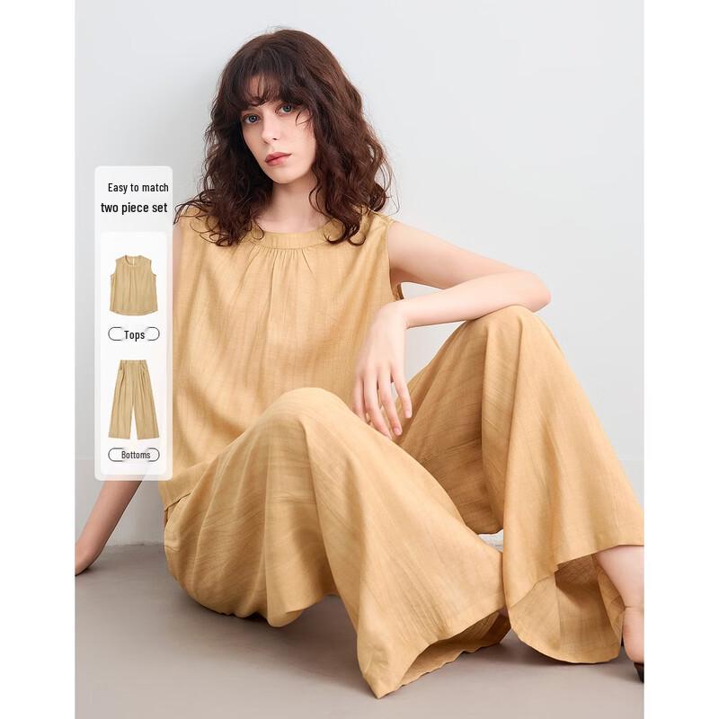 Demana Summer Print Sleeveless Top & Wide-Leg Pants Set M