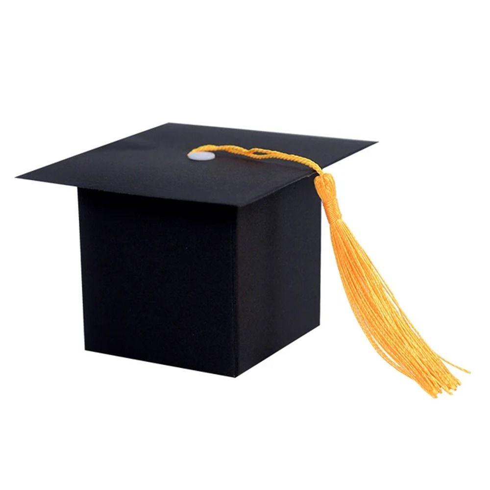 10pcs Black White Graduation Hat Candy Box Cartoon Bachelor Cap  Graduation Season