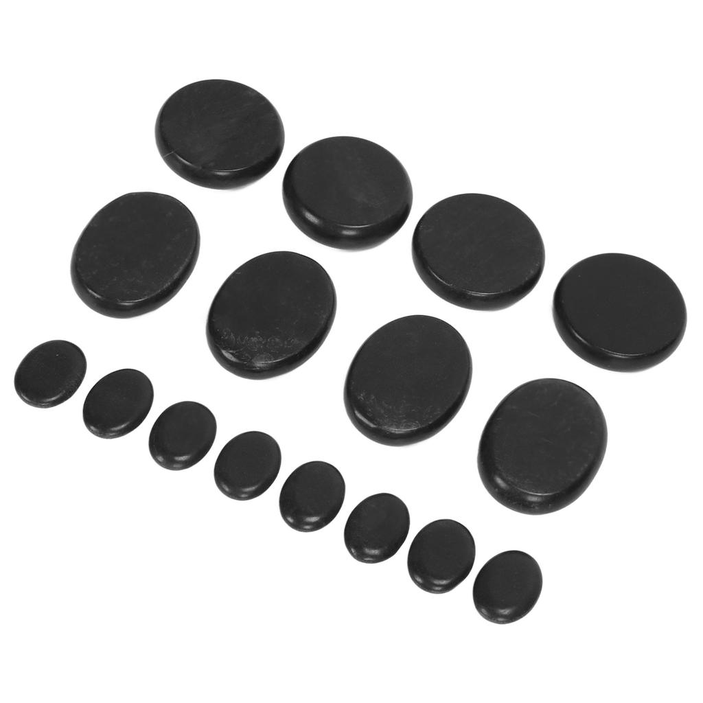 16pcs Massage Stones Warming Therapy Reduce Pain Waterless Heating Smooth Heated Stone with Aluminum Box 220V EU Plug