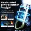 Led Flashlight Hand Crank Solar Powered Rechargeable Survival Gear Self Powered Charging Torch Dynamo For Fishing Boating Hiking