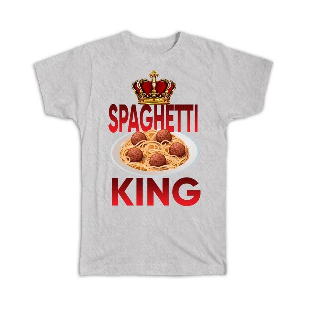 Gift T-Shirt : Spaghetti King Funny Art Print Pasta Food Lover Italian Meatballs M