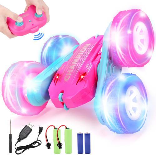 REMOKING RC Car for Kids, Remote Control Car, Indoor Use, 360-Degree Rotation, Double-Sided Operation, 4-Wheel Drive, Off-Road, LED Headlights, Illumi