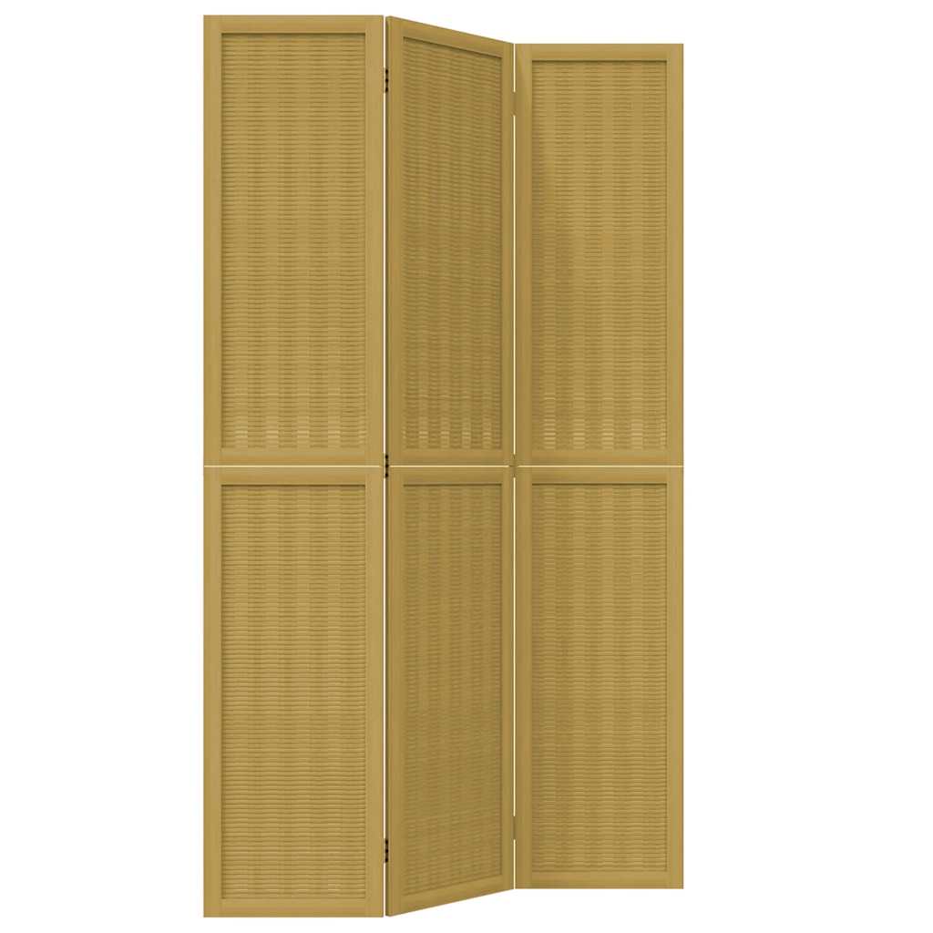 3 Piece Room Divider In Brown Solid Paulownia Wood