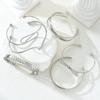 6pcs Fashion Metal Textured Bow Knot Shape Bangle Bracelet Set For Women Boho Adjustable Layered Wristband Daily Wear Jewelry
