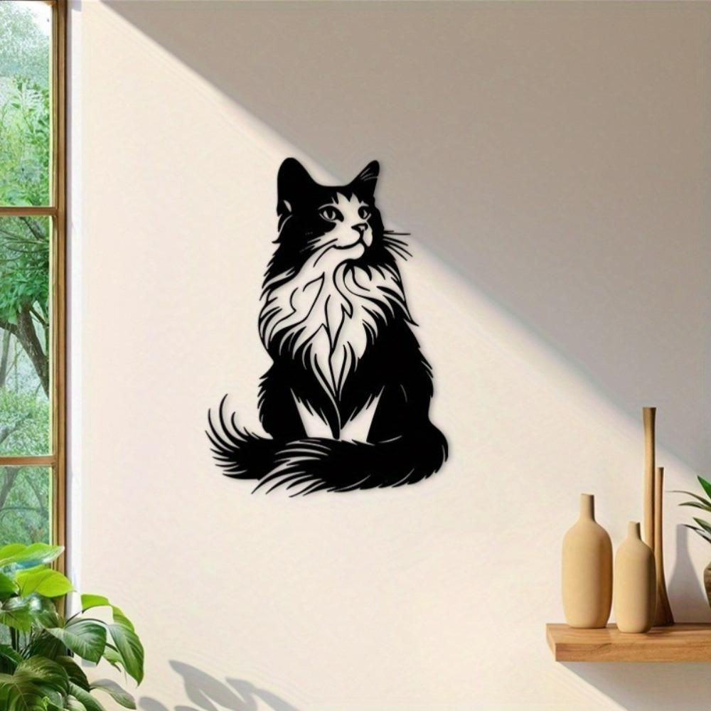 1pc Vintage Black Cat Metal Wall Art Silhouette Decorative Plaque Durable Indoor Outdoor Home Decor Living Room Bedroom Office Gift Cat Lovers