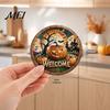 Artistic Wooden Coaster Set 6Pcs/Set Halloween Coasters, Retro Pumpkin Ghost Drink Decorative Coffee Bar Accessories Round Heat Insulation Pads