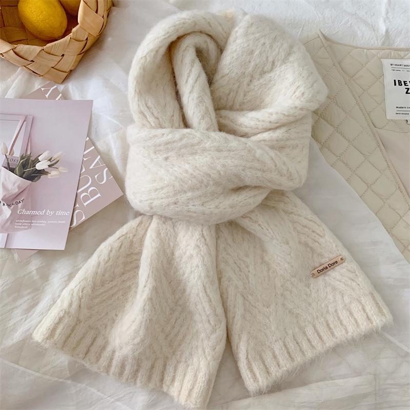 Wool Knitted Scarf for Women in Autumn and Winter New Style Korean Style Versatile High End Thickened Warm Student Scarf