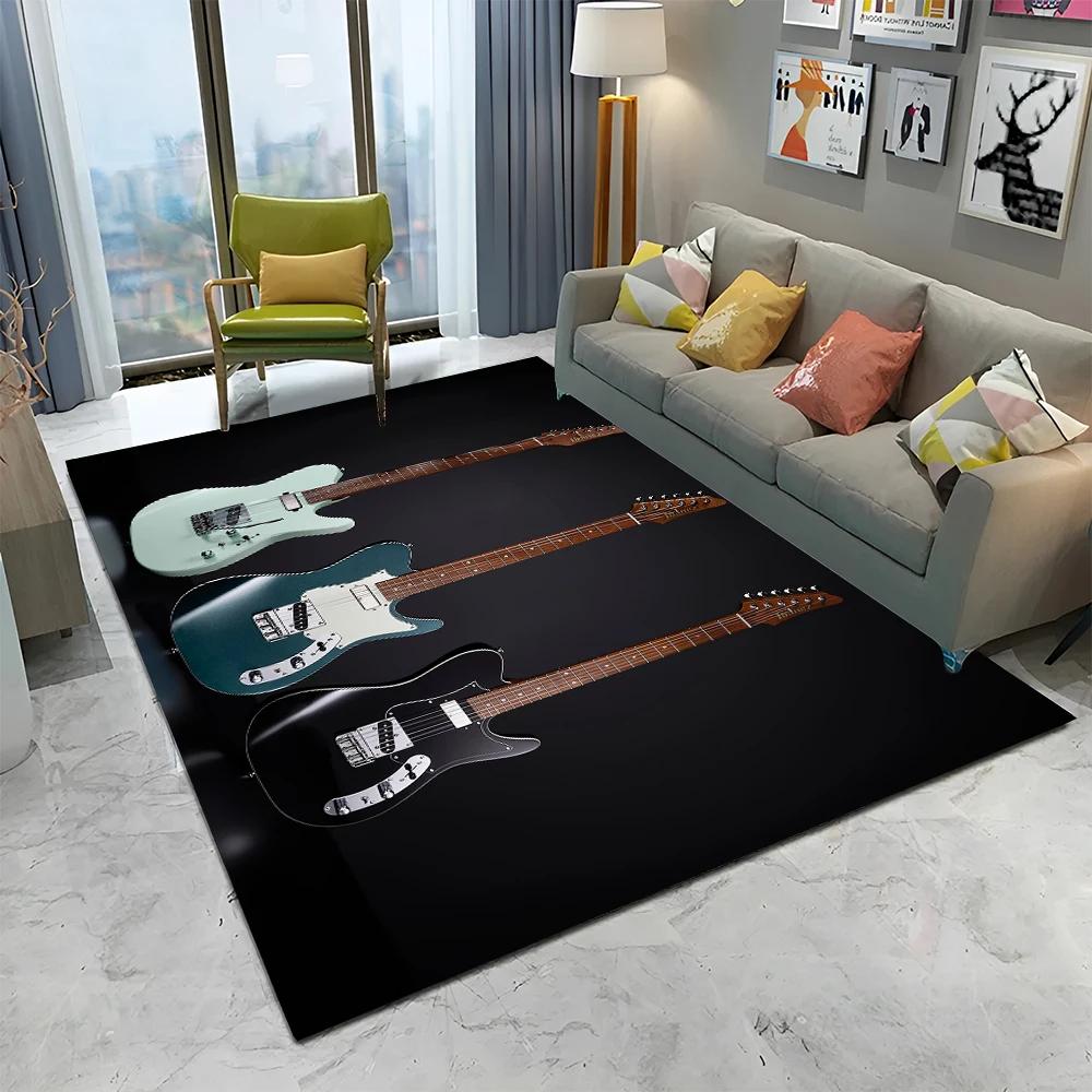 Electric Guitar 3D Classical Guitar Carpet Rug for Home Living Room Bedroom Sofa Doormat Decor,kids Area Rug Non-slip Floor Mat