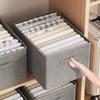 3pcs Khaki/gray Cotton Linen Household Clothing Storage Box Foldable Tabletop Storage Fabric Drawer Style Pants Storage Box