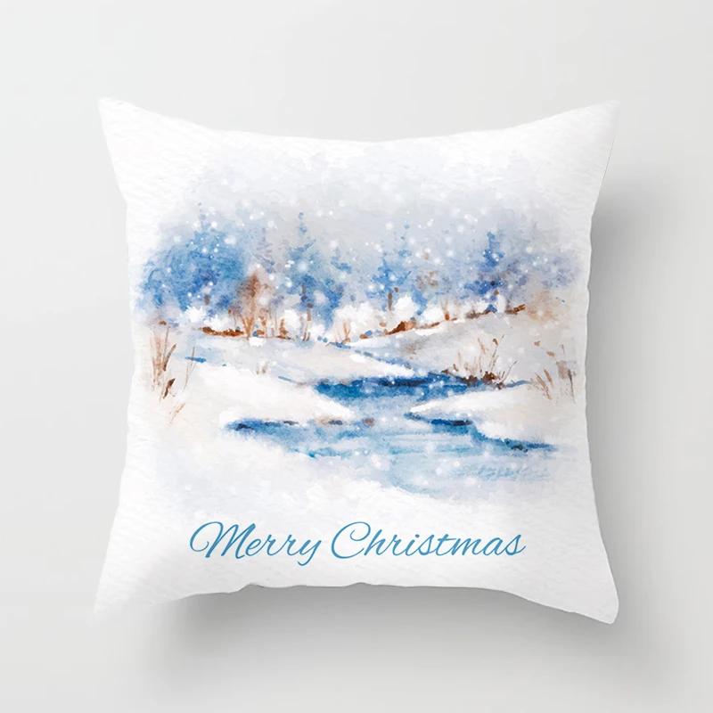 Blauer Schneeflocken Weihnachts-Kissenbezug Heimdeko Ornament Anhänger Geschenk Kissen