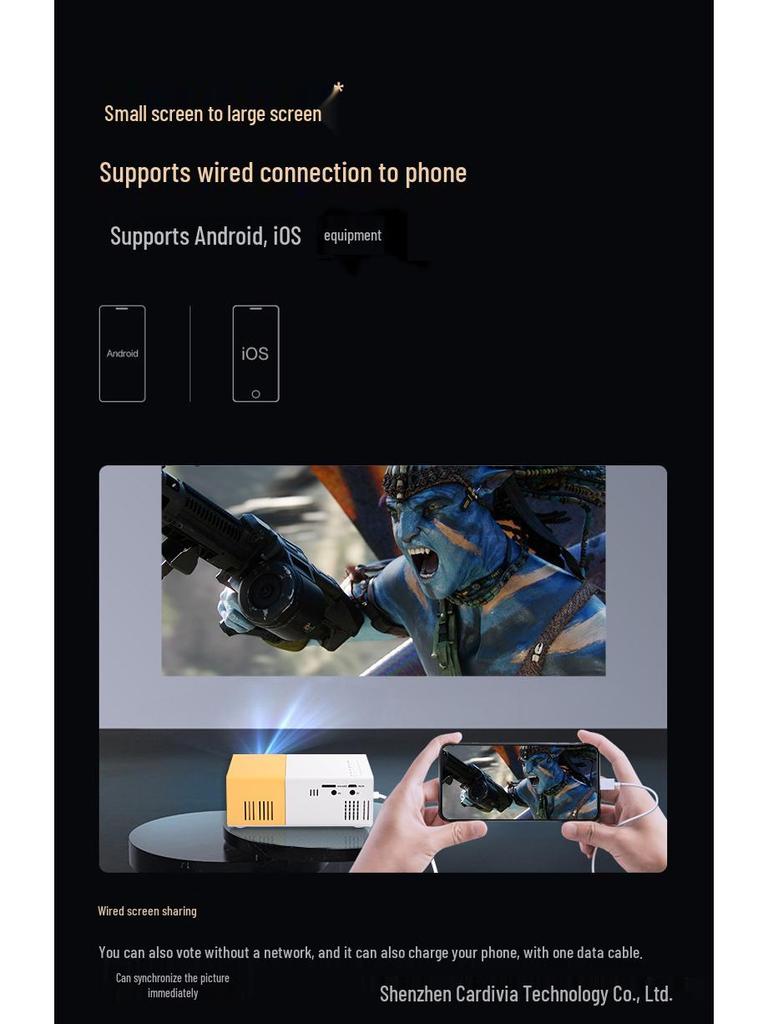 YG300 Mini HD LED Projector for Mobile Screen Mirroring