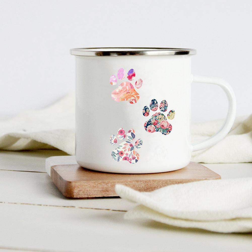 Funny Dachshund Print Creative Enamel Mug Coffee Wine Mugs Cartoon Dogs Paw Party Drink Beer Juice Milk Cups Gifts for Lover Dog