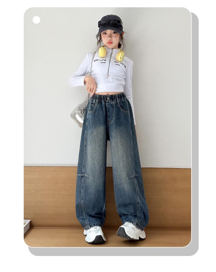 Mädchen 2025 Trendige Scimitar Jeans - Modische Freizeithose für große Mädchen, Perfekt für die Frühlings- und Herbstsaison