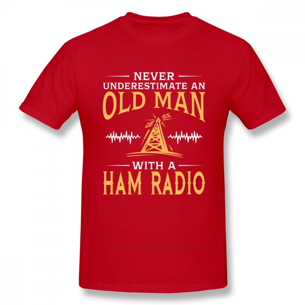 100% Cotton Tees Never Underestimate An Old Man with A Ham Radio Tee Shirt Man Round Neck T Shirt Guys Punk Designer Streetwear