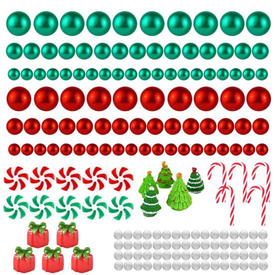 Christmas Vase Filler Decoration Plastic Green Red Cane Canes Water Beads Faux Pearls Ornaments for Wedding Centerpiece Christmas Party Decor