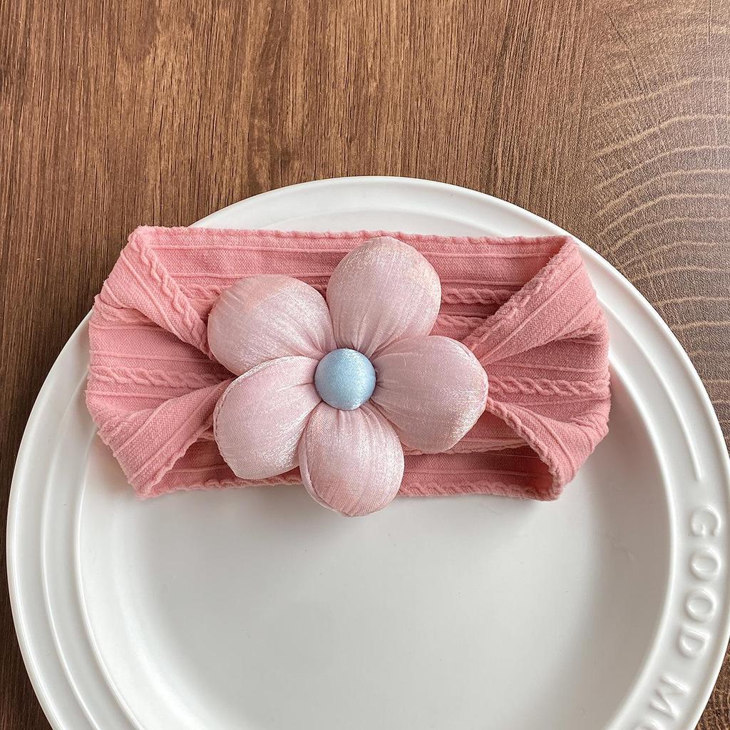 Baby Headband with Five-Petal Flower - Newborn Elastic Nylon Headwear