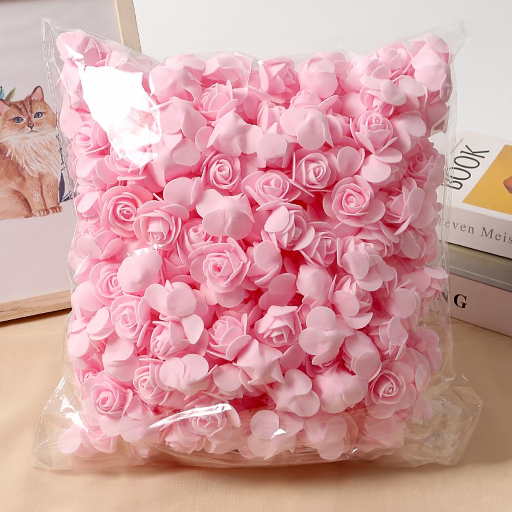 500Pcs Rose Artificial Flower Head 3cm Mini PE Foam Fake Flowers for Home Decor Handmade DIY Party Wedding Decoration Gifts
