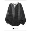 Long Sleeve Striped Mock Two Piece Base Shirt Unisex Casual Autumn Top