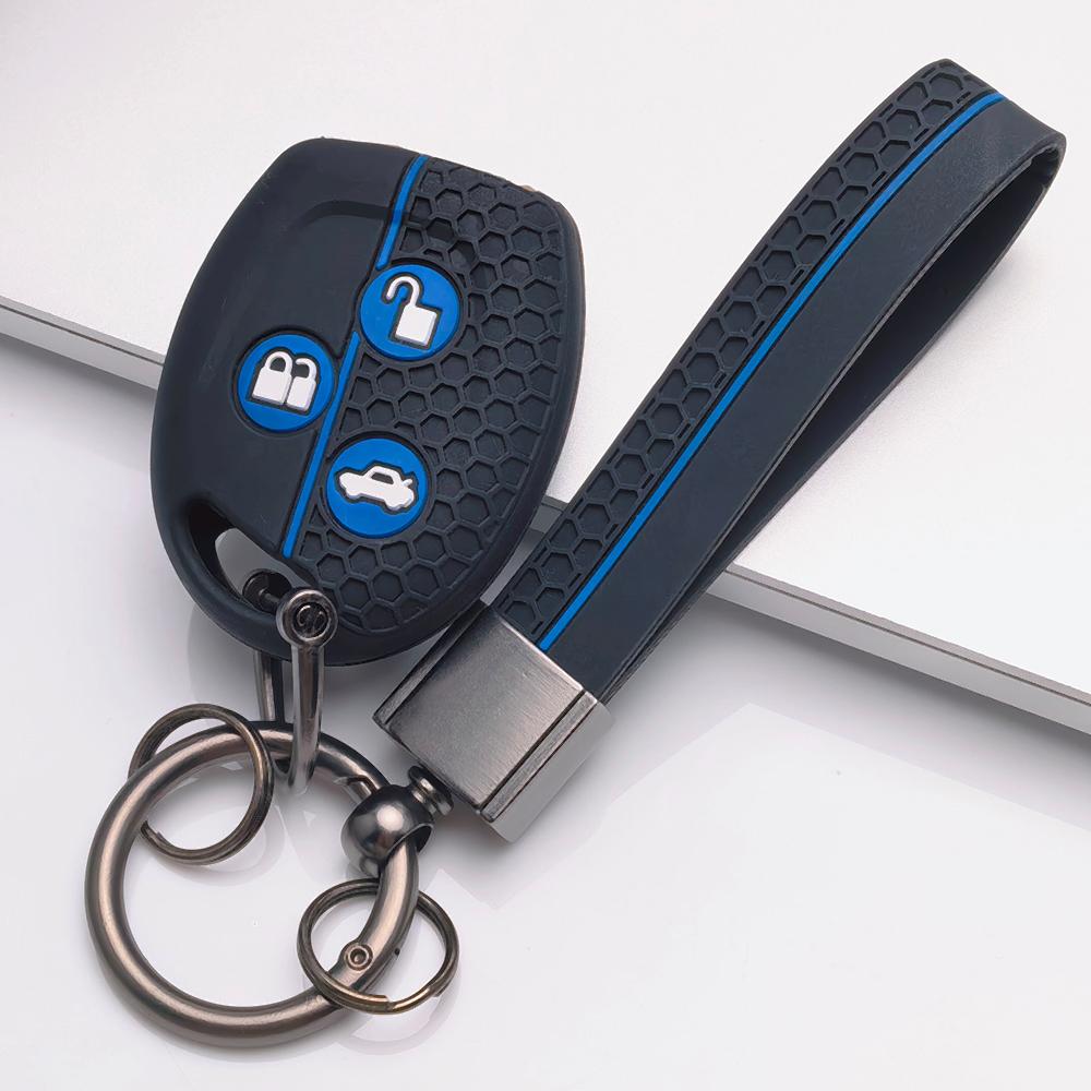 Key Holder Cover for Ford Focus C-Max Mondeo Fiesta MK3 MK4 MK5 MK7 with Keychain Anti-Scratch Surface Shockproof Structure Soft Grip Texture