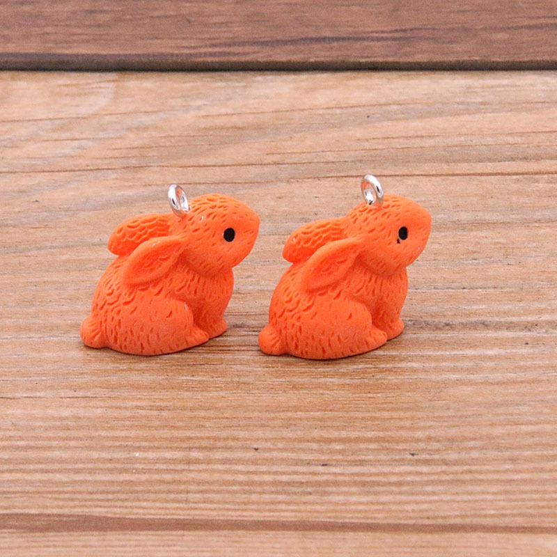 6-Color DIY Resin Rabbit Pendant Charm for Necklace, Bracelet, Bag Ornament (21x21mm)