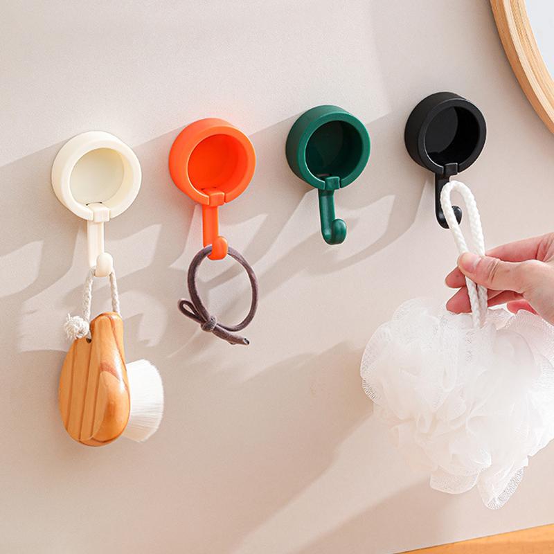 1/4 PCS Rotating Hooks Strong Adhesive Sticking Wall Kitchen Cute Hook Seamless No Punch Sticky Hook Key Holder Bathroom Organizer Rack