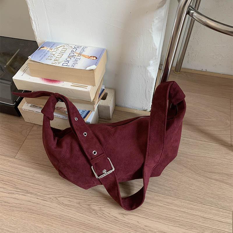 Niche Lazy Suede Dumpling Bag Korean Fashion Simple Casual Versatile Messenger Bag Croissant Bag