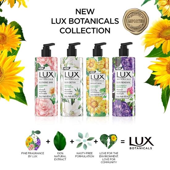 Lux Botanicals Sprchový gél pre rozžiarenú pleť, Prírodné extrakty, Bez parabénov, Súčasťou je lufa, 450 ml