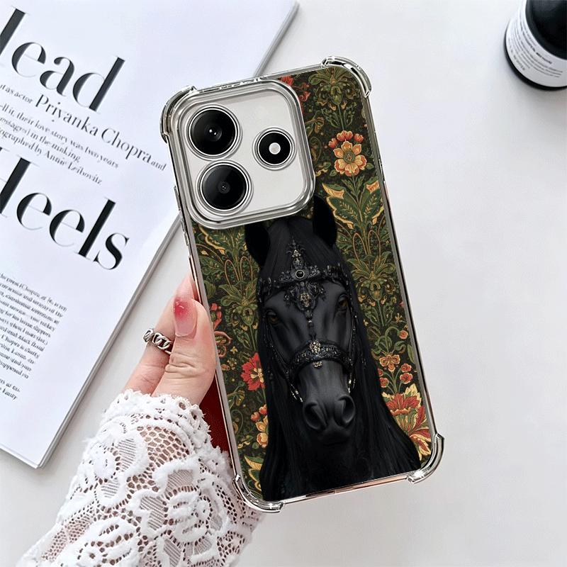 Horse Art Aesthetics Plating Phone Case For Xiaomi Redmi Note 14 15 Pro Plus 13 12 11 11S 11T 10 9S 9 5G Anti-Fall Airabag Cover