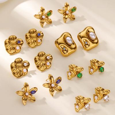 Neue Perlenblume Titanstahl Ohrstecker Damen Leichter Luxus Nische Premium K Gold Ohrringe Ohrringe