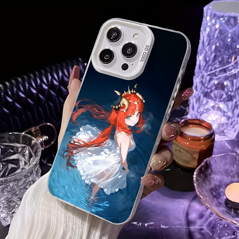 Game GI Nilou White Translucent Mobile Phone Case for iPhone 17 16 15 14 13 12 11 X XR XS 8 7 Air Pro Max Plus Colorful Cover
