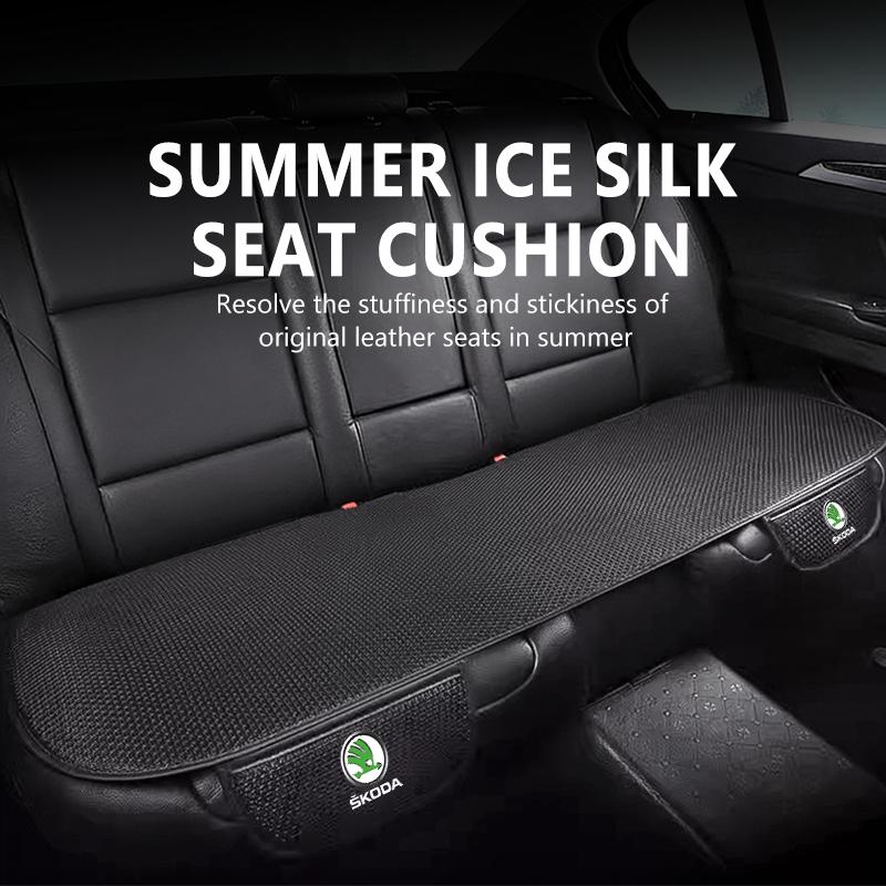 For Skoda Car Seat Cushion Cover Breathable Ice Silk Soft Mat Rapid Octavia Derivative Enyaq-iV VisionS Yeti Scala