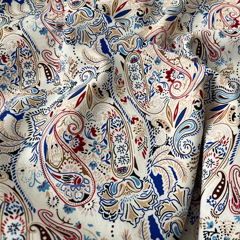 Rayon Fabric Plain Cashew Flower Bohemia Polka Dot Printed Cloth for Sewing Pajamas Skirts Clothes By Meters