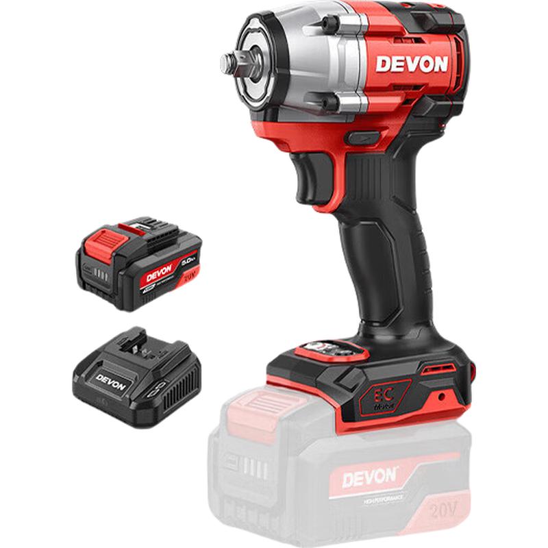 Llave de impacto inalámbrica sin escobillas Devon 20V 550Nm Enchufe CN (adaptador incluido)
