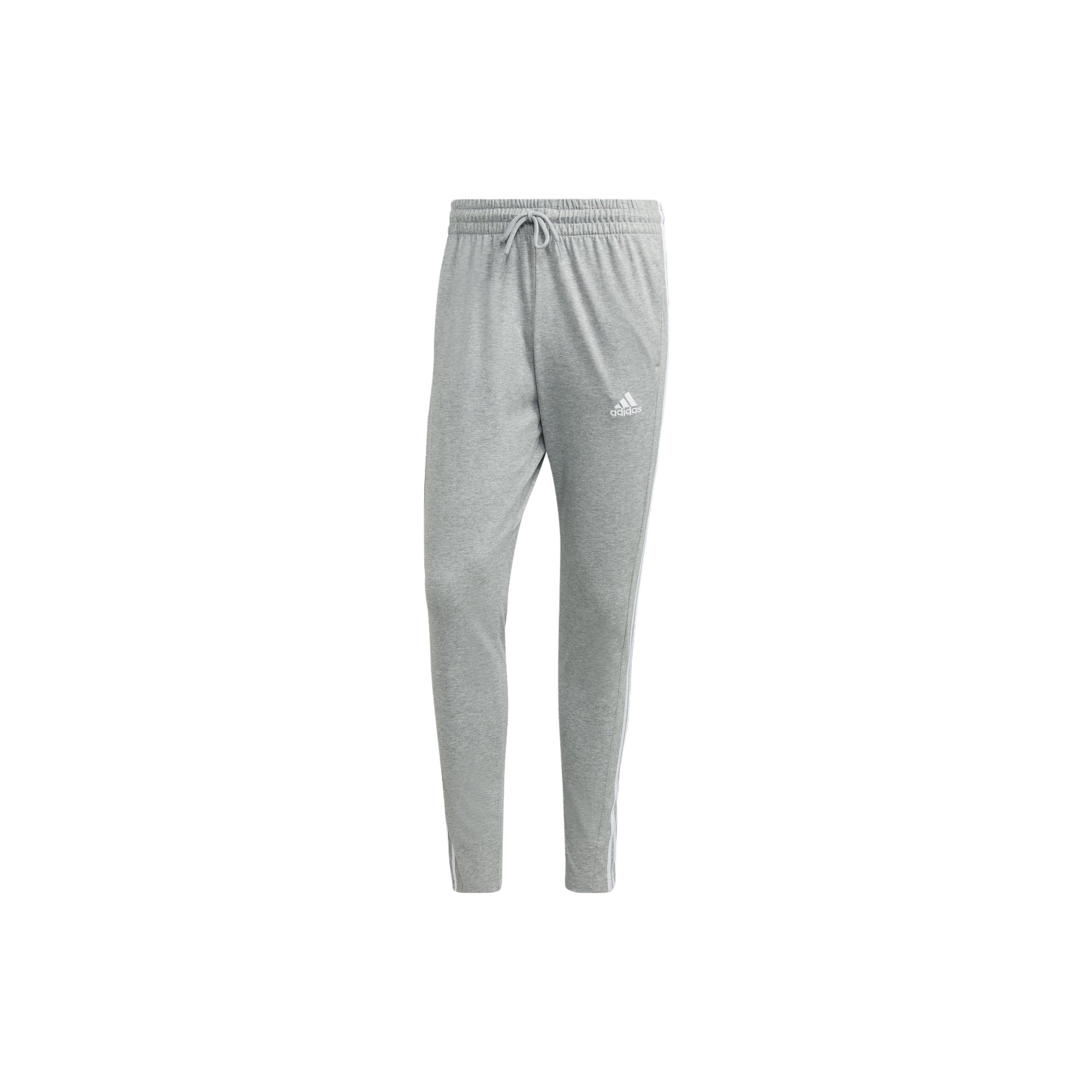 adidas Essentials Single Jersey Asia Sizing Tapered Open Hem 3-Stripes Pants Grey Men s IC0046 XXL
