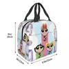 P-PowerPuffs Cartoon Three Girls Merch Insulated Lunch Tote Bag For Work Food Storage Bag Portable Thermal Cooler Lunch Box