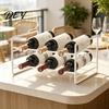Desktop Bottle Rack Iron Wine Rack, Curved Grooves, Countertop Cabinet Storage Shelf, Compact Stand Metal Holder, for Kitchen Cupboard And Pantry Home