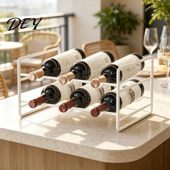 Desktop Bottle Rack Iron Wine Rack, Curved Grooves, Countertop Cabinet Storage Shelf, Compact Stand Metal Holder, for Kitchen Cupboard And Pantry Home
