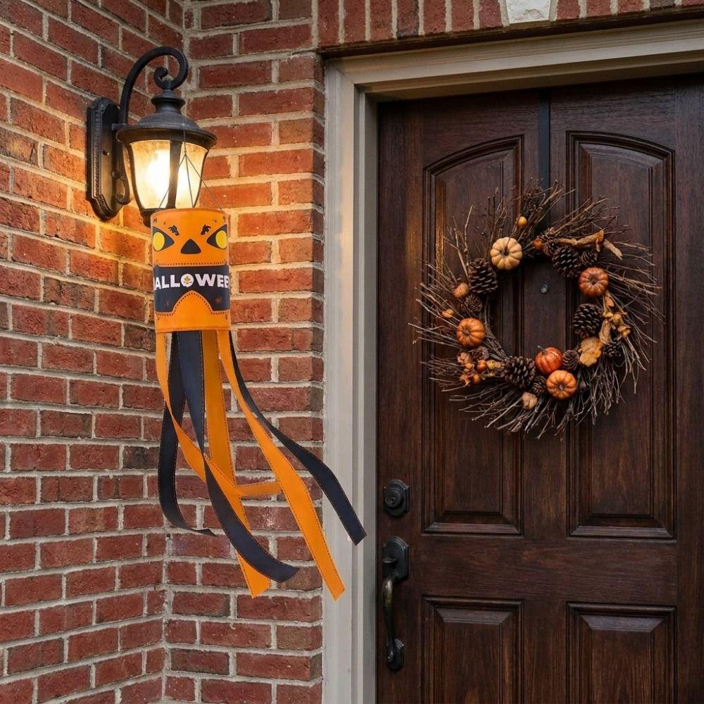 Spooky Halloween Windsock Flag Skeleton Halloween Hanging Ornaments Courtyard Decoration