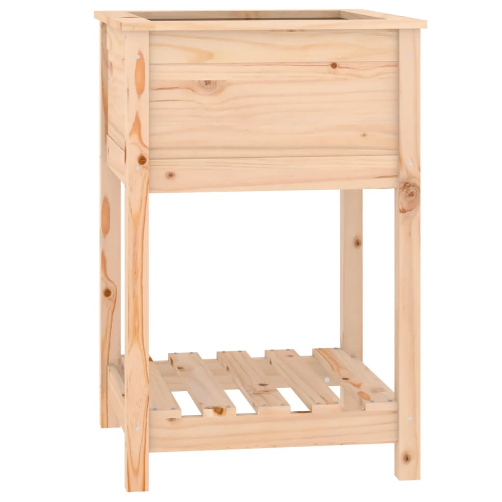 Plant Pot with Shelf 54x54x81 Cm Solid Pine Wood