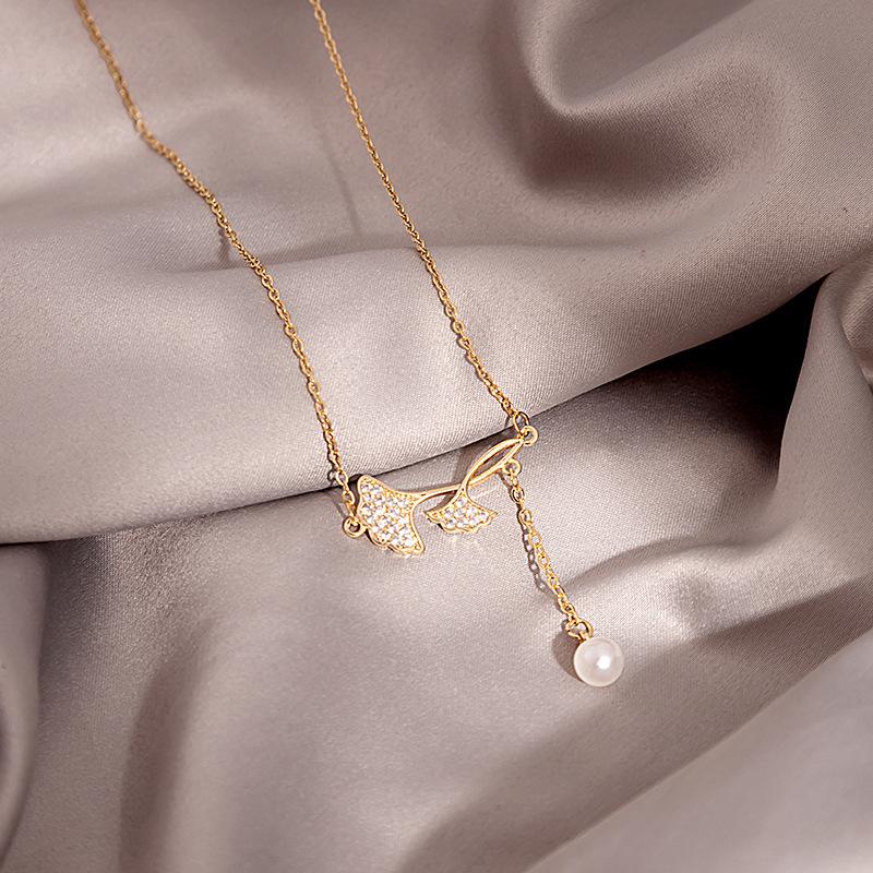 Light Luxury Temperament Collarbone Chain Gentle Pearl Splicing Necklace Multi-Layer Bow Letter Sweet Cool Girl Collar
